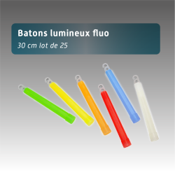 Bâtons Lumineux Fluo 30 cm – Lot de 25 (10–12 h) Multicolore, Bleu ou Rose – Norme EN71